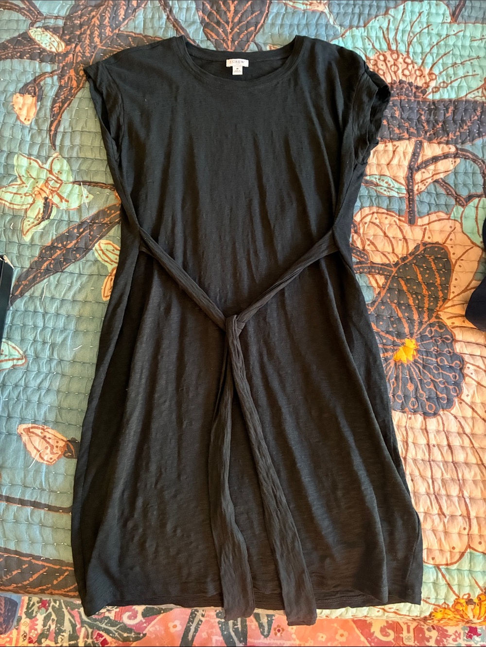 J. Crew Black Tie-Front Short-Sleeve Dress